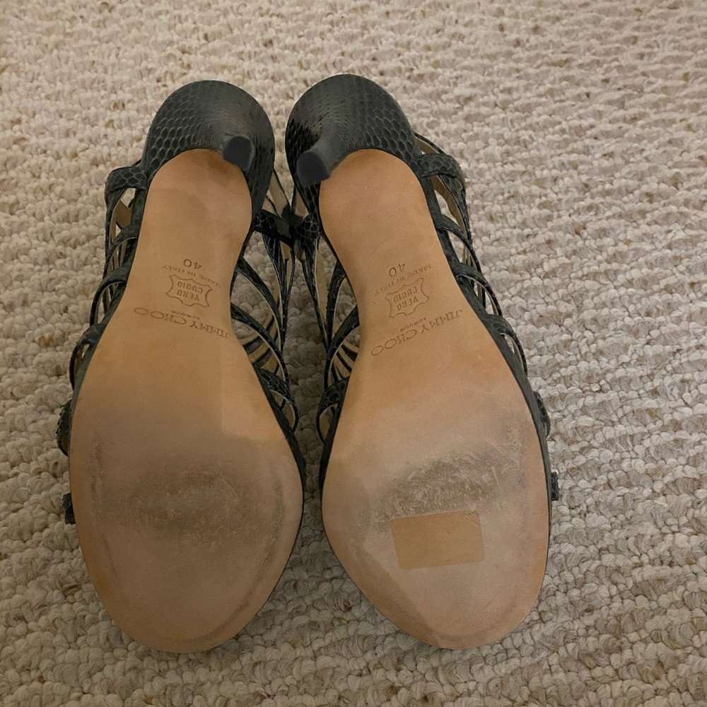 Jimmy Choo Green Python Glenys Gladiator Sandals - image 8